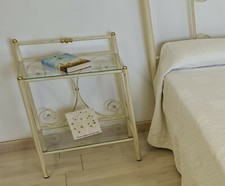 Comodino in ferro battuto Mimosa avorio oro