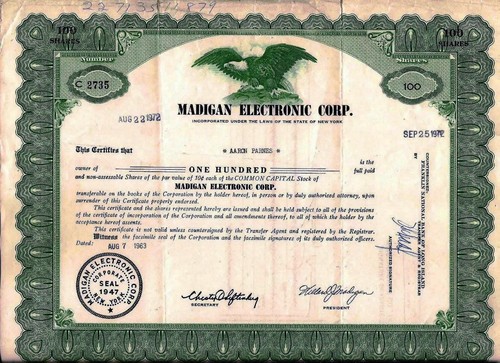 Certificato stock the madigan - the,