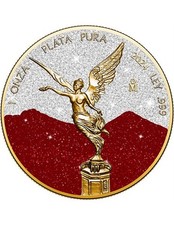 Moneta Argento 1 Oz POLVERE DI DIAMANTI ROSSI E BIANCHI Messico 2024