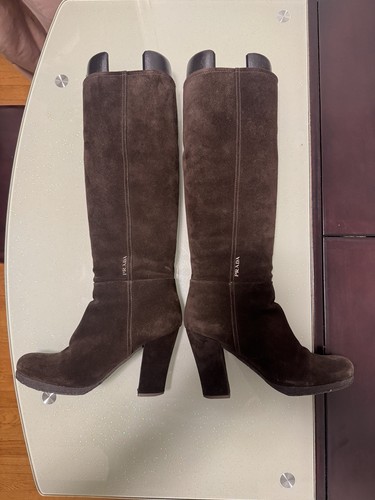 Prada brown suede boots - prada,
