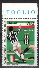 JUVENTUS SCUDETTO CAMPIONATO DI CALCIO 1994 - 1995  FRANCOBOLLO NUOVO ANNO 1995