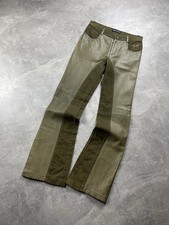 Pantalone Y2K Angelo Marani in vera pelle e cotone con pannelli verde oliva taglia 40