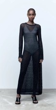 Maxi abito Zara nero in rete