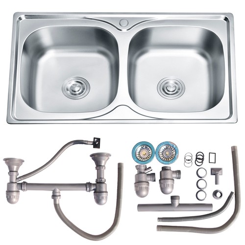 Lavello doppio 80cm acciaio - doppio,
