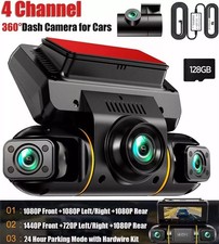Dashcam 4 Canali 360° Panorama 1080P Visione Notturna Telecamera Auto con Kit Hardwire 128GB