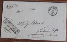 1868 coperta MONTE SAN PIETRO-PRADURO e SASSO+timbro CORSIVO COLLETTORIA-h460