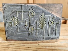 Timbro In Ottone Per Stampa Cliche Circuito Elettrico Anni '60 c)