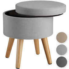 Sgabello Imbottito con Effetto Lino Scompartimento Rotondo Arredamento Nuovo
