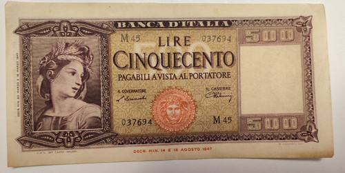 Banconota 500 lire ornata - lire, "ornata