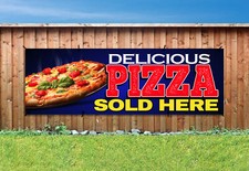 DELIZIOSA PIZZA VENDUTA QUI BANNER PVC stampato insegna esterna occhielli