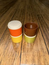 Vintage Tupperware Stacking Spice Shakers Harvest Colors with/Lid  Set of 4