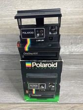 Polaroid Supercolor 635CL fotocamera istantanea/scatola vintage anni 80 retrò strisce arcobaleno