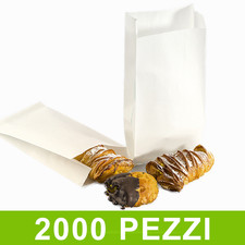 2000 SACCHETTI CARTA BIANCHI PER ALIMENTI 12x24 10 KG BUSTE KRAFT PANE CORNETTI