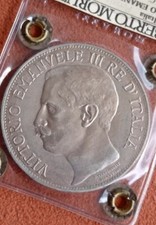  Vittorio Emanuele III Rara 5 Lire 1911 Cinquantenario Periziata qFDC U. MORUZZI