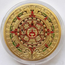 MONETA AZTECA CALENDARIO MAYA MESSICO ORO PL.
