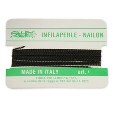 Infilaperle filo nylon con ago colore nero nailon per collane bracciali Mis. 8