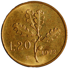 Italy 20 Lire 1972 KM# 97