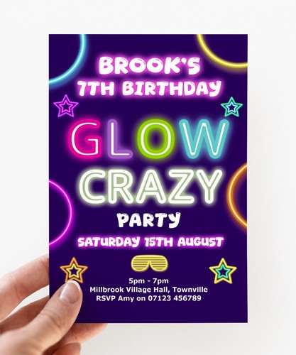 Inviti glow party confezione - inviti,