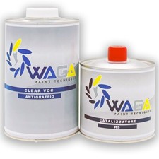 Waga Vernice Antigraffio Trasparente Super Lucida 2K 1L + Cat. 500ml Auto & Moto