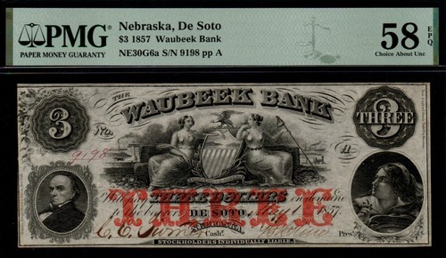 1857 the waubeek bank - $3,