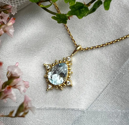 Collana acquamarina blu - , a