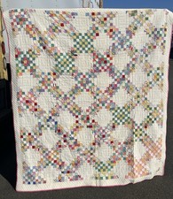 Trapunta antica tripla catena irlandese feedback bellissima 72x63 fatta a mano