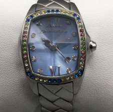 Orologio Chronotech Donna Tono Argento Rivoli Cristallo Blu Data Batteria Nuova 6,25"
