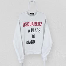 Felpa bianca DSquared2 un posto dove stare grafica scritta uomo grande
