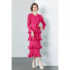 Abito Rosa Fluo Plissé Con