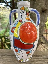 Bel Vaso siciliano Colorato Pupo Angioino Ceramica Firmato