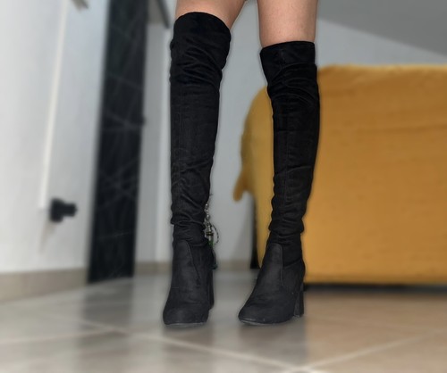 Stivali neri camoscio - neri, donna