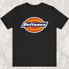 T-shirt uomo vintage Deftones Dickies logo cotone pesante nero taglia intera