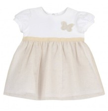 Vestito Chicco Bimba Bianco e Beige 016601
