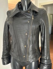 Giubbotto Donna Chiodo 100% Vera Pelle Martellata Made In italy