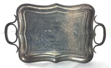 Vassoio russo in argento sterling 19 C con manici laterali, Mosca.