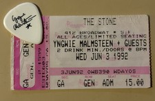 Yngwie Malmsteen - Stub Pick & Ticket Tour anni '80 - Usato dall'artista! SF Show 1992