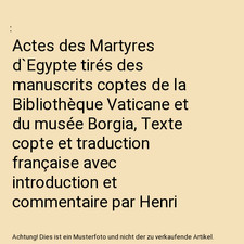 Actes des Martyres d`Egypte