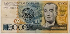 100000 CRUZEIROS BANCO CENTRAL DO BRASIL BANCONOTA BRASILE SUD AMERICA