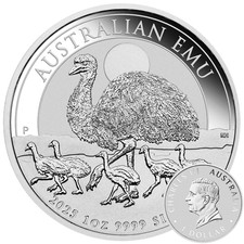 Emu 2025 moneta d'argento 1 oz argento Ag 999,9 Perth Mint Australia