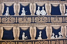 Fornasetti TEATRO blu tessuto vintage in rasatello di cotone m 1,20 x 1,36