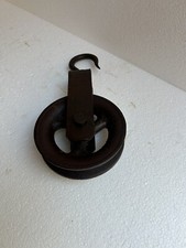 ANTICA  GRANDE CARRUCOLA CON GANCIO FERRO ANNI 1930/40 OLD PULLEY WITH HOOK