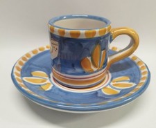 VIETRI CERAMICA SOLIMENE TAZZINA TAZZA CAFFE' +  PIATTINO DECORO PULCINO 2025
