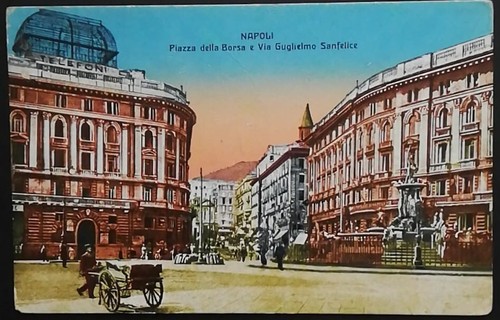 Cartolina napoli piazza borsa - napoli,