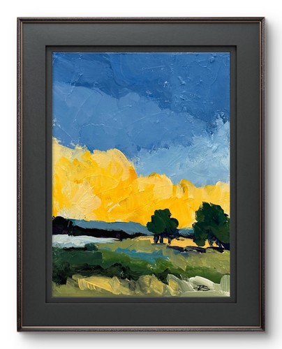Paesaggio cielo dorato - , dipinto