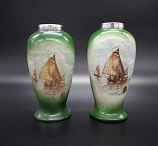 Coppia vasetti antichi cermica argento