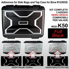 3 adesivi valigie vario BMW R1200GS R1250GS Nero Opaco K50 dal 2013 FULL BLK