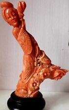 corallo momo kwan-yin: corallo intagliato fatto a mano, corallo giapponese momo XIX secolo CORAIL