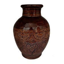 Vaso Berbero Marocchino in Ceramica Terracotta di Safi - Capolavoro Etnico Artig