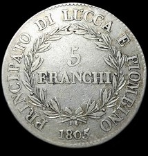 5 franchi 1805 in argento