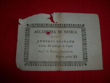 Biglietto Accademia di Musica Antonio Soldano Allievo collegio Napoli Grana 15